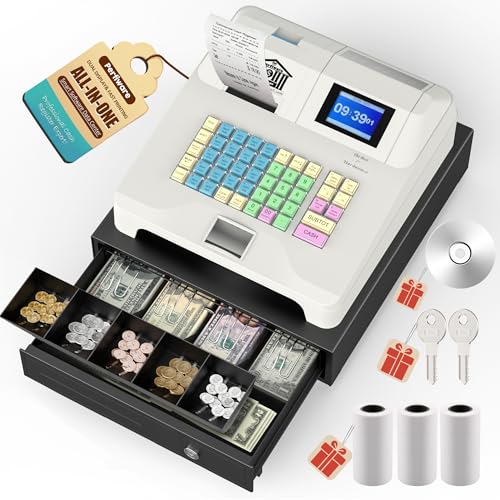 Perfiware Registrierkasse für kleine Unternehmen mit Checkport-Kassenschublade und Belegdrucker, elektronische Registrierkassen, einfache Bedienung, klares Dual-Display, staubdicht, Caja Registradora Perfiware Registrierkasse für kleine Unternehmen mit Checkport-Kassenschublade und Belegdrucker, elektronische Registrierkassen, einfache Bedienung, klares Dual-Display, staubdicht, Caja Registradora von Perfiware