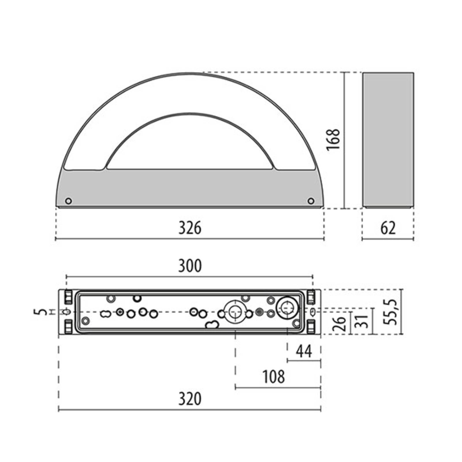 Außenwandleuchte Mask+ M, unten, 3.000K, anthrazit von Performance in Lighting