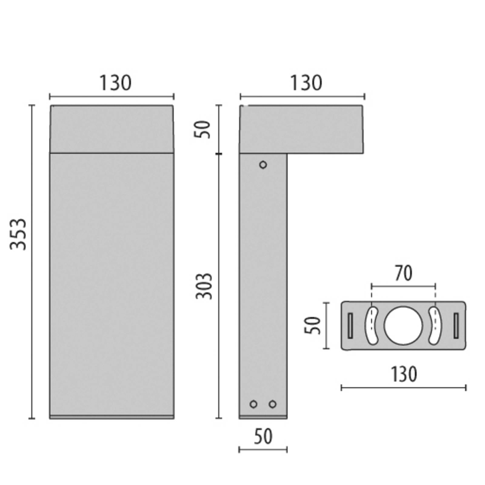 Graue LED-Sockelleuchte Mimik 10 Post 300 3.000K von Performance in Lighting