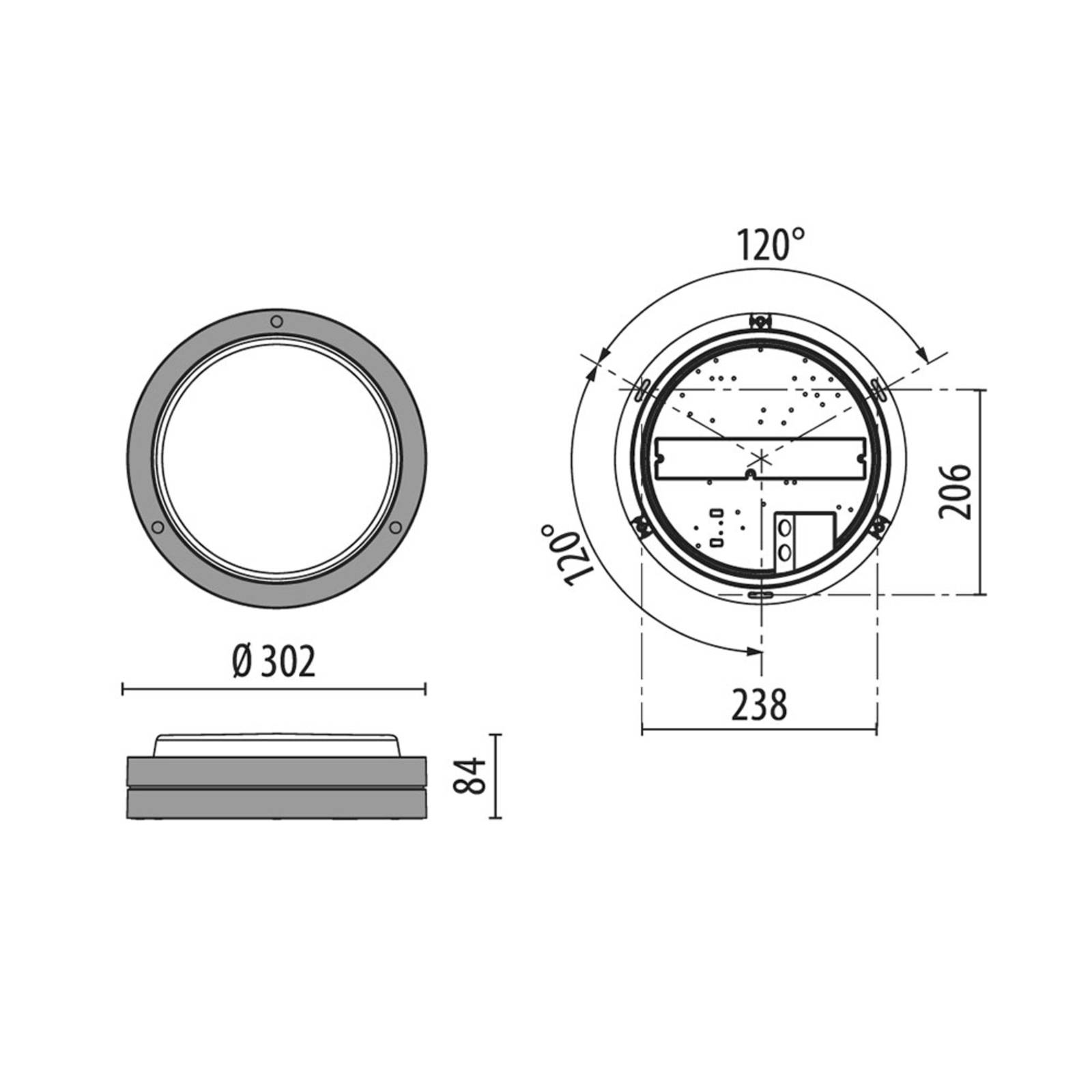 LED-Wandlampe Bliz Round 30 3.000K grau dimmbar von Performance in Lighting