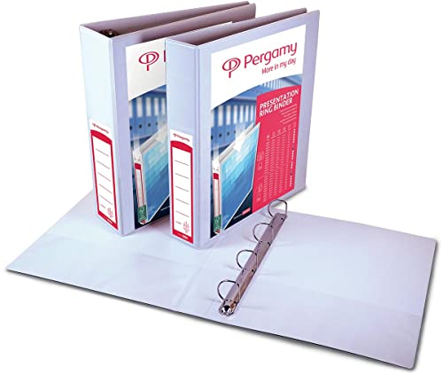 Pergamy 900306 Präsentationsringbuch 3 Taschen 4-Ringe A4 4,4cm weiß von Pergamy