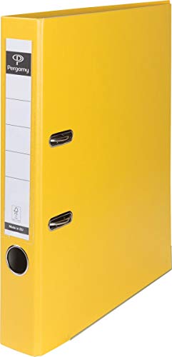 Pergamy 900862 Ordner mit Kunststoffbezug A4 5cm Kantenschutz gelb von Pergamy