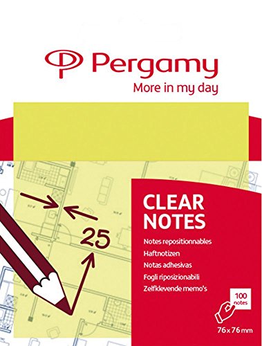 Pergamy 900911 Haftnotizen Transparent 76x76mm weiß von Pergamy