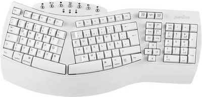 Perixx 11615 Tastatur RF Wireless + Bluetooth QWERTY Französisch - Deutsch - Spanisch - UK Englisch - US Englisch Weiß (PERIBOARD-612W DE) (geöffnet) von Perixx