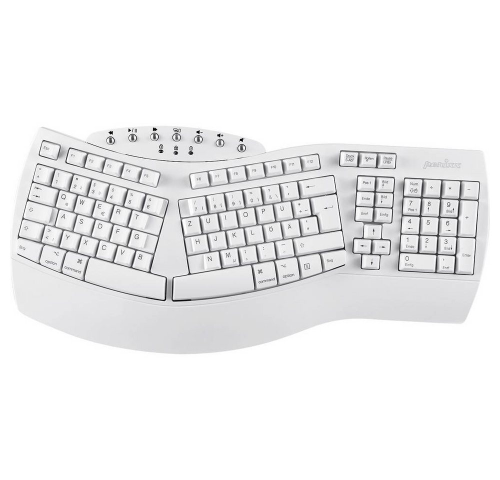 Perixx Bluetooth®-Tastatur Tastatur (Ergonomisch, Handballenauflage, Multimediatasten) von Perixx