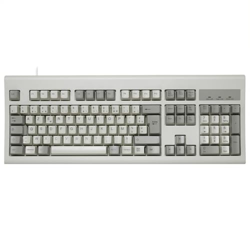 Perixx PERIBOARD-106M, Clavier Style Rétro, Filaire USB Pour Windows - Touches Ergonomiques Incurvées, Couleur Rétro Classique Gris/Blanc, AZERTY von Perixx