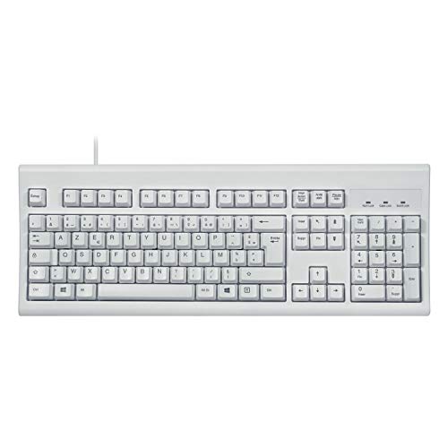 Perixx PERIBOARD-106W, kabelgebundene USB-Tastatur für Windows – ergonomische Tasten, Standardgröße, AZERTY, Weiß von Perixx