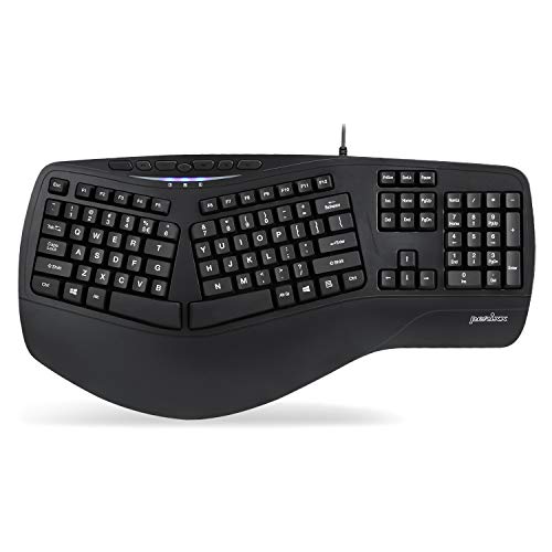 Perixx PERIBOARD-312 Ergonomic Backlit Keyboard with Split Design, Big Print Keys, 2 Extra USB Hubs, Black, US QWERTY International von Perixx