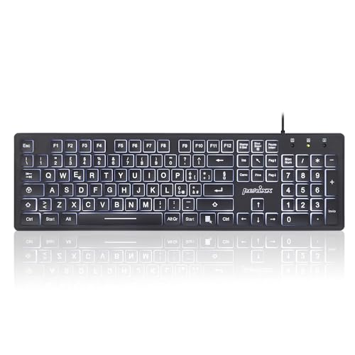 Perixx PERIBOARD-317 Tastatur mit Hintergrundbeleuchtung, LED, USB, kabelgebunden, mit großer körperbetonter Schriftart, italienische QWERTY von Perixx