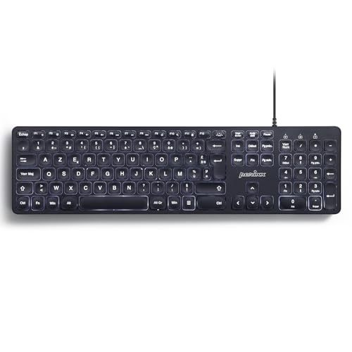 Perixx PERIBOARD-331 Tastatur, kabelgebunden, USB, Hintergrundbeleuchtung, volle Größe – Scherentasten Typ X – Hintergrundbeleuchtung Weiß – Schwarz – AZERTY… von Perixx