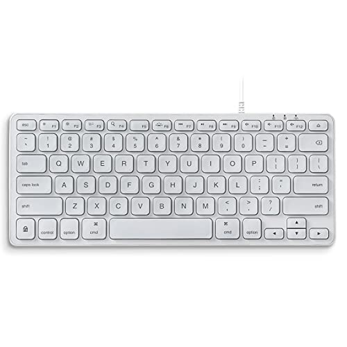 Perixx PERIBOARD-332MW Mac OS X Mini-Tastatur mit Hintergrundbeleuchtung, schmal, mit großer Quelle, weiße LED, QWERTY-Layout USA/US Englisch…… von Perixx