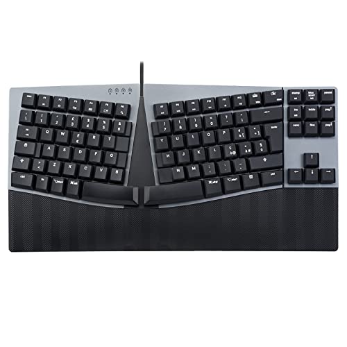 Perixx PERIBOARD-335BL Kompakte ergonomische mechanische Tastatur mit Kabel - Tenkeyless - Low-Profile Clicky Blue Tasten - Programmierbare Makrotasten-Kompatibel mit Windows und Mac OS X - von Perixx