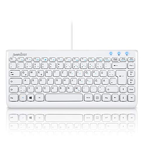 Perixx PERIBOARD-407W DE, Mini Tastatur - USB - 320x140x14mm Abmessung - Klavierlack Weiss - QWERTZ DE Layout von Perixx