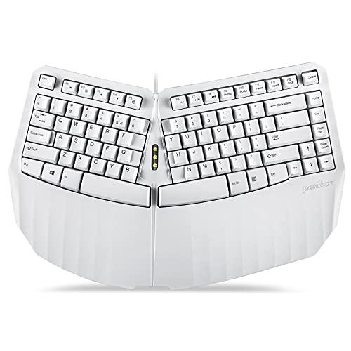 Perixx PERIBOARD-413W US 11810 USB-Tastatur, kabelgebunden, ergonomisch, kompakt, geteilt, 40 x 27,5 x 5,5 cm, TKL-Design, Weiß von Perixx