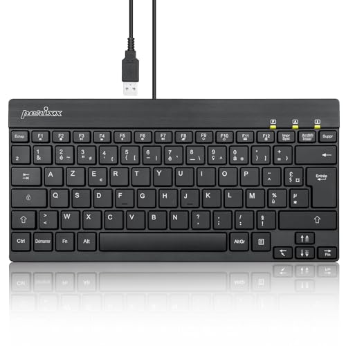 Perixx PERIBOARD-426 Mini-Tastatur mit USB-Kabel, Französisch AZERTY, Schwarz von Perixx