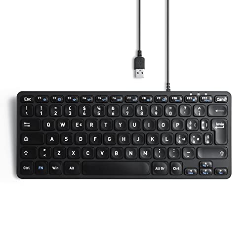 Perixx PERIBOARD-432 Mini tastiera cablata USB - Tasti a forbice tipo X -a Stampa Grande - Layout Italiano von Perixx