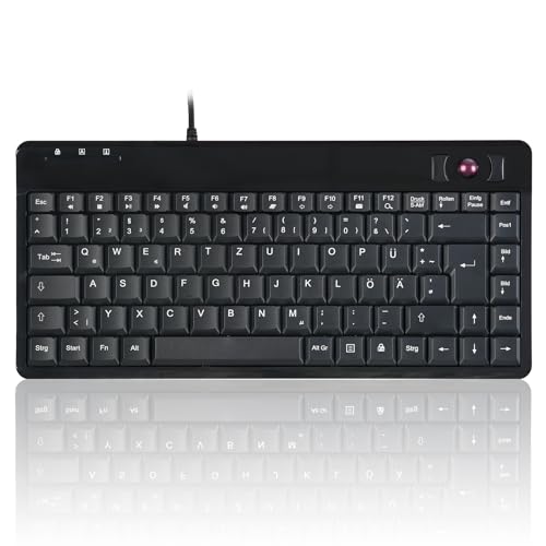 Perixx PERIBOARD-505H PLUS, Tastatur mit Trackball und 2 x USB Hub - Schnurgebunden - 315 x 147 x 21 mm Abmessung - 14 mm Trackball - 1,80 Meter Kabel - QWERTZ DE Layout von Perixx