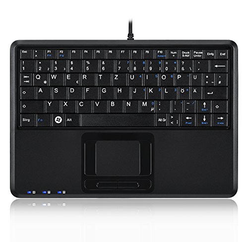 Perixx PERIBOARD-510 H Plus Super Mini Touchpad Tastatur USB mit 2-Fach USB Hub schwarz von Perixx