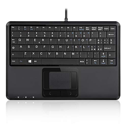 Perixx PERIBOARD-510H Plus Mini-Tastatur mit Touchpad und 2 USB-Anschlüssen, leise Tasten, italienisches Layout von Perixx