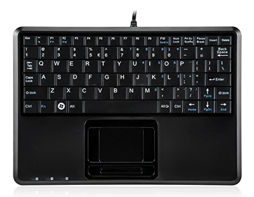 Perixx PERIBOARD-510HPLUS, Super Mini Tastatur schnurgebunden mit Touchpad und USB Hub - US English Layout - schwarz von Perixx