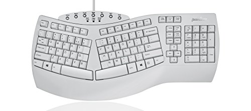 Perixx PERIBOARD-512W Periboard-512 Ergonomische Geteilte Tastatur – natürliches ergonomisches Design – Weiß – sperrige Größe 48 x 24 x 4 cm, US-Englisch-Layout von Perixx