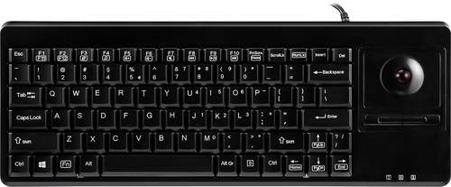Perixx PERIBOARD-514 H PLUS USB Tastatur US-Englisch, QWERTY Schwarz Integrierter Trackball, Maustas von Perixx