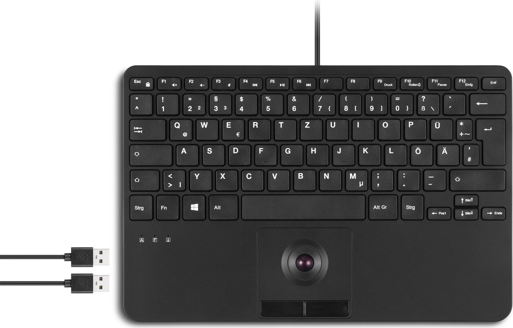 Perixx PERIBOARD-526 H DE Kabelgebundene Mini-USB-Tastatur mit Trackball - Scherentasten - Tastatur - Touchpen - Optisch - QWERTZ - USB 2.0 (PERIBOARD-526 H DE) von Perixx