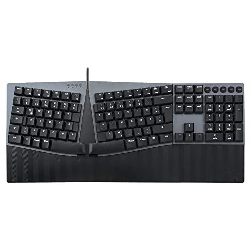 Perixx PERIBOARD-535BL Wired Ergonomic Mechanical Full-Size Keyboard - Low-Profile Blue Clicky Switches - Programmable Feature with Macro Keys - Compatible with Windows and Mac OS X - UK English von Perixx