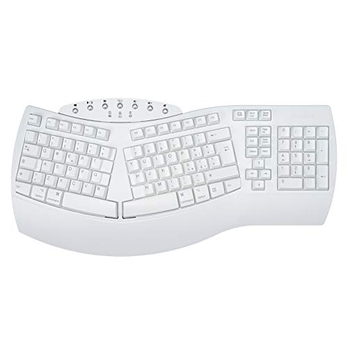 Perixx PERIBOARD-612 Ergonomische Tastatur, kabellos, 2,4 g und Bluetooth, kompatibel mit Windows 10 und Mac OS X, italienisches Layout, Weiß von Perixx