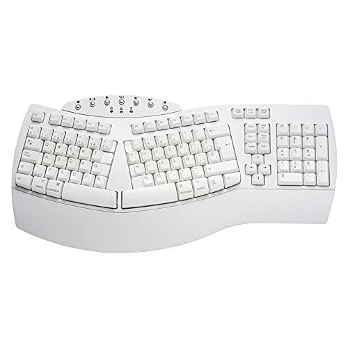 Perixx PERIBOARD-612 W kabellose Tastatur 2,4 GHz mit Splitter, Dual-System und Bluetooth 4.0, kompatibel mit Windows 10 und MacOS, spanisches Layout, Weiß von Perixx