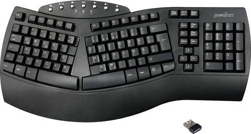 Perixx PERIBOARD-612BDE Bluetooth® Tastatur Deutsch, QWERTZ Schwarz Ergonomisch, Handballenauflage, von Perixx