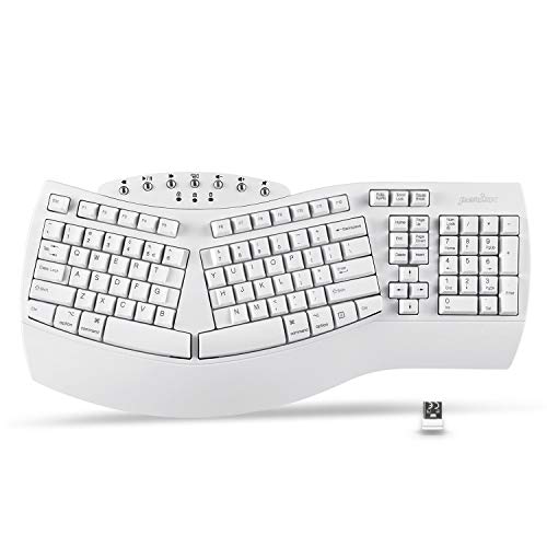 Perixx PERIBOARD-612W Ergonomische kabellose Tastatur mit Dual-Modus, 2,4 G und Bluetooth, kompatibel mit Windows 10 und Mac OS X, Weiß, US Layout Englisch von Perixx