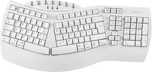 Perixx PERIBOARD-612WDE Bluetooth® Tastatur Deutsch, QWERTZ Weiß Ergonomisch, Handballenauflage, M von Perixx
