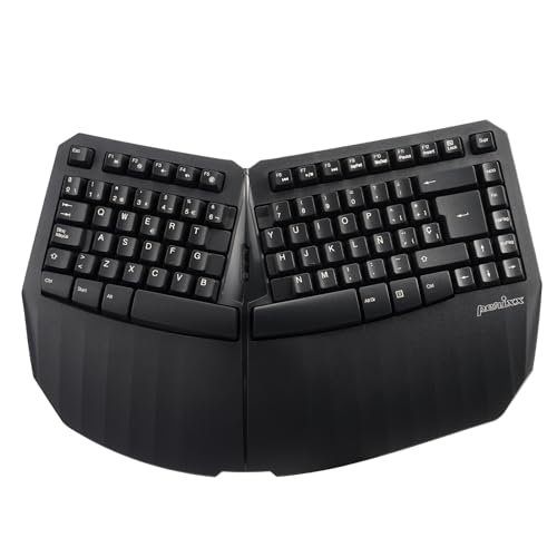 Perixx PERIBOARD-613B Ergonomische kabellose Mini-Tastatur mit Dual-Modus 2,4 G und Bluetooth, kompatibel mit Windows 10 und Mac OS X System, Schwarz, spanisches Layout von Perixx