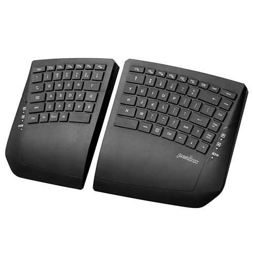 Perixx PERIBOARD-624B - Kabellose ergonomische Split-Tastatur - Flachen Tasten - Neigungswinkel einstellbar - US-englisches Layout von Perixx