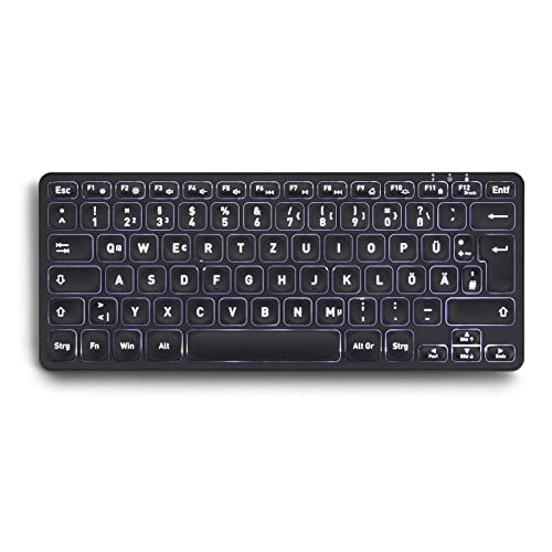 Perixx PERIBOARD-732B Kabellose Mini-Tastatur mit Hintergrundbeleuchtung - X-Typ Scherentasten - Weiße Hintergrundbeleuchtung - DE Layout von Perixx