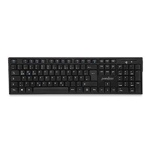 Perixx PERIBOARD-810 Bluetooth Tastatur - Kompatibel mit Windows, Android und iOS - iPad - iPhone - Galaxy - Nexus - Vollformat - QWERTZ Layout - Schwarz, 11496 von Perixx