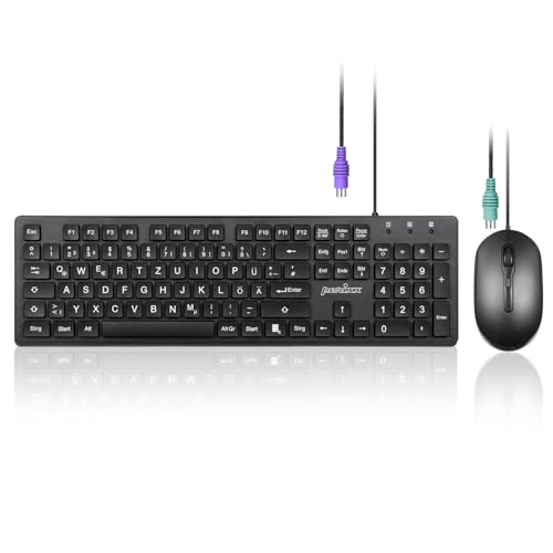 Perixx PERIDUO-117P, Kabelgebundenes Standard PS2 Tastatur-Maus-Set - Deutsches QWERTZ-Layout - Set mit 3-Tasten-optischer PS2-Maus - 1,8m Kabel - Schwarz Perixx PERIDUO-117P, Kabelgebundenes Standard PS2 Tastatur-Maus-Set - Deutsches QWERTZ-Layout - Set mit 3-Tasten-optischer PS2-Maus - 1,8m Kabel - Schwarz von Perixx