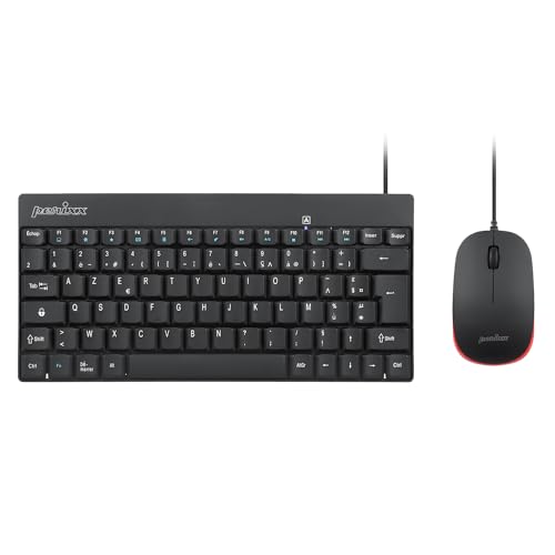 Perixx PERIDUO-212 Mini-Tastatur, kabelgebunden, für Windows – 12 Multimedia-Tasten, Schwarz, AZERTY von Perixx