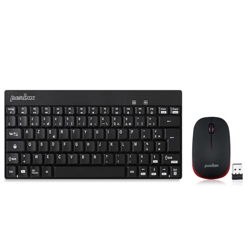 Perixx PERIDUO-712, Ensemble Clavier Souris Mini Sans Fil Pour Windows - 12 Touches Multimédia, Noir, AZERTY von Perixx