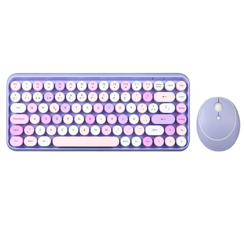 Perixx PERIDUO-713PP ES Set de ratón y Mini teclado inalámbrico 2.4 GHz, Teclas redondas Estilo Retro, para PC y Tablet, Morado Pastel, Español QWERTY Perixx PERIDUO-713PP ES Set de ratón y Mini teclado inalámbrico 2.4 GHz, Teclas redondas Estilo Retro, para PC y Tablet, Morado Pastel, Español QWERTY von Perixx