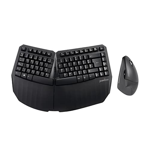 Perixx PERIDUO-813B ES Set mit kompakter, ergonomischer Tastatur und kabelloser vertikaler Maus mit 6 Tasten - Schwarz - Spanisch QWERTY von Perixx