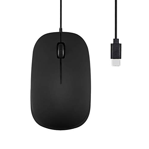 Perixx PERIMICE-201C USB-C kabelgebundene optische Maus mit 3 Tasten, Scrollrad, 800 DPI, Schwarz matt von Perixx