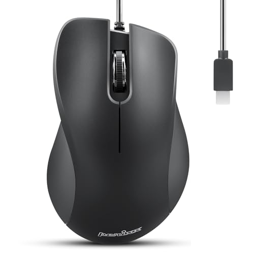 Perixx PERIMICE-221C Kabelgebundene Ergonomische Maus mit USB Typ-C Anschluss - 1,5 Meter Kabel - Optisches 1000 DPI Design - Schwarz Perixx PERIMICE-221C Kabelgebundene Ergonomische Maus mit USB Typ-C Anschluss - 1,5 Meter Kabel - Optisches 1000 DPI Design - Schwarz von Perixx