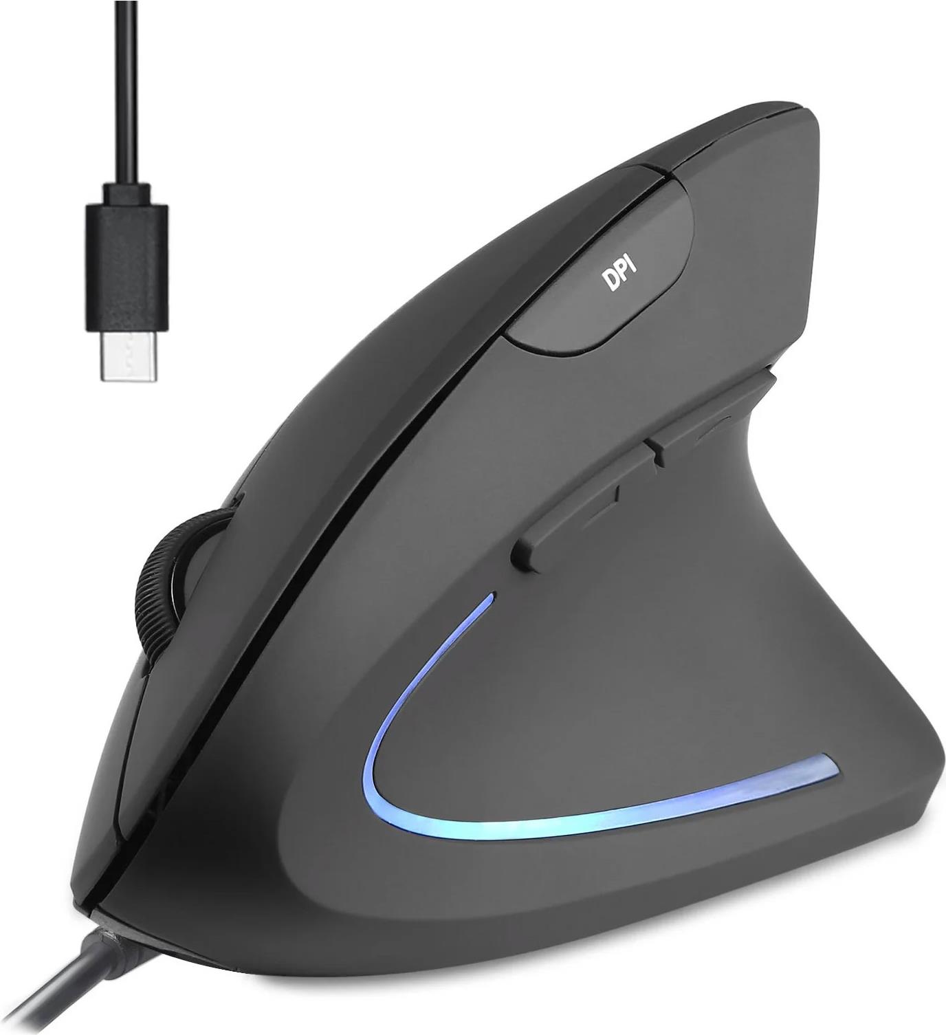 Perixx PERIMICE-513 C Vertikale Ergonomie-Maus USB-C schwarz Rechtshänder (PERIMICE-513 C) von Perixx
