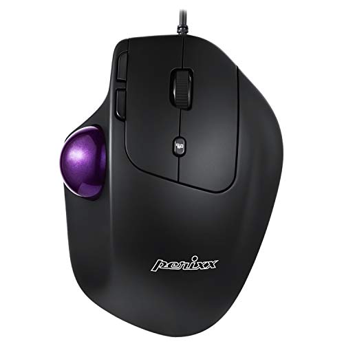 Perixx PERIMICE-520 Kabelgebundener Ergonomische Trackball Maus, Anpassbarer Winkel, 2 DPI Level, Schwarz von Perixx