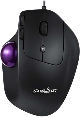 Perixx PERIMICE-520 Kabelgebundener Ergonomische Trackball Maus, Anpassbarer Winkel, 2 DPI Level, Schwarz von Perixx
