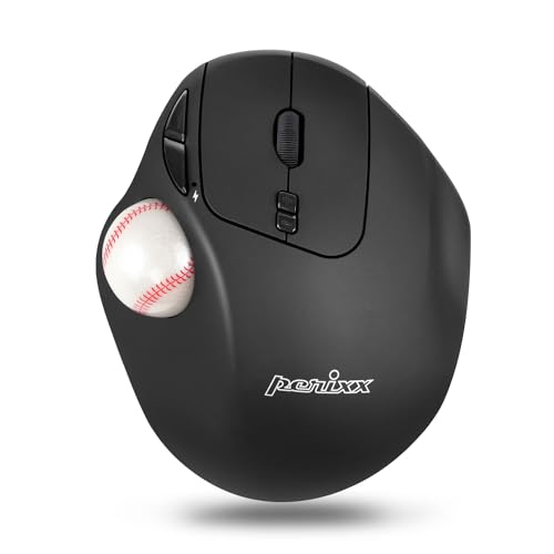 Perixx PERIMICE-717BAB Kabellose Trackball-Maus - Integrierter 1,34-Zoll-Trackball - 2 DPI-Schalter - Einzigartige Sport-Baseball-Design-Edition von Perixx