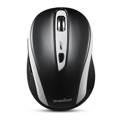 Perixx PERIMICE-721 Kabellose ergonomische Maus, 5 Tasten, optisches Design, kompatibel für Desktop- und Laptop-PC, kabellos, 2,4 GHz, Weiß/Schwarz von Perixx