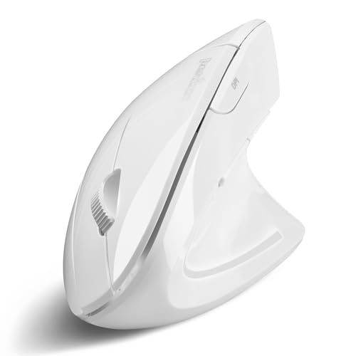 Perixx PERIMICE-813W vertikale Bluetooth-Maus – kabellose 3-in-1-Multi-Geräte-Technologie – Reise-Tragetasche – Weiß – Rechtshänder-Design von Perixx